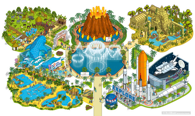 Theme Park Map Illustration
