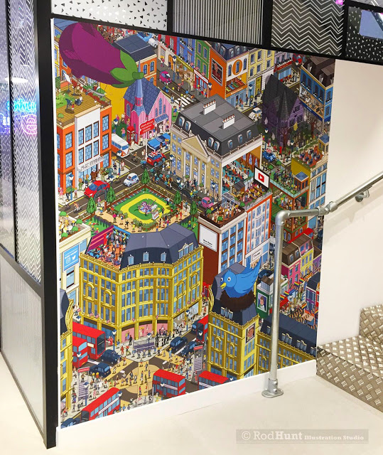 Three #PhonesAreGood In-Store Mural Retail installation Illustration