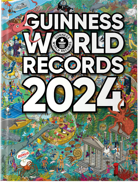 Guinness World Records 2024 Book Cover Illustration by Rod Hunt