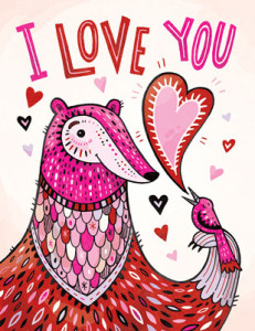 Anni Betts, cute, bird, hearts, directory of illustration, commercial illustration, love, valentine, valentine's day