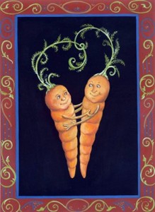 Rebecca Dickinson, carrot, carrots, directory of illustration, commercial illustration, love, valentine, valentine's day