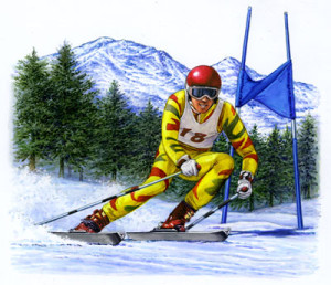 illustration, illustrator, directory of illustration, winter, sports, sports illustration