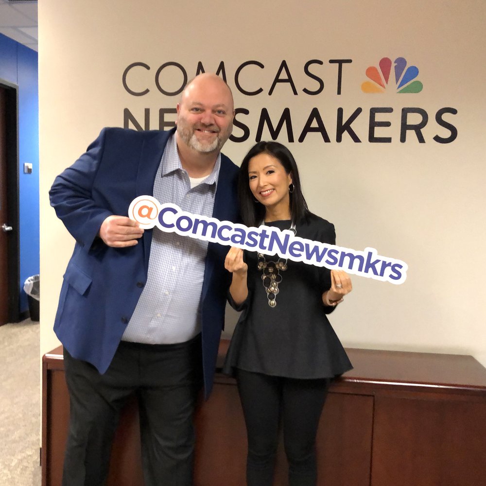 Chicago Treasure Co-Author &amp; Illustrator Rich Green with Ellee Pai Hong of Comcast Newsmakers