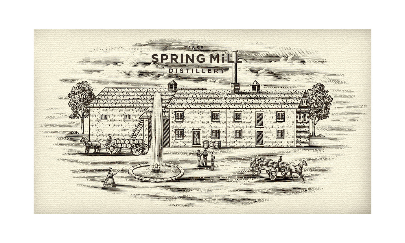 Spring Mill Distillery Rebrand Work Showcase Steven Noble, Directory of illustration